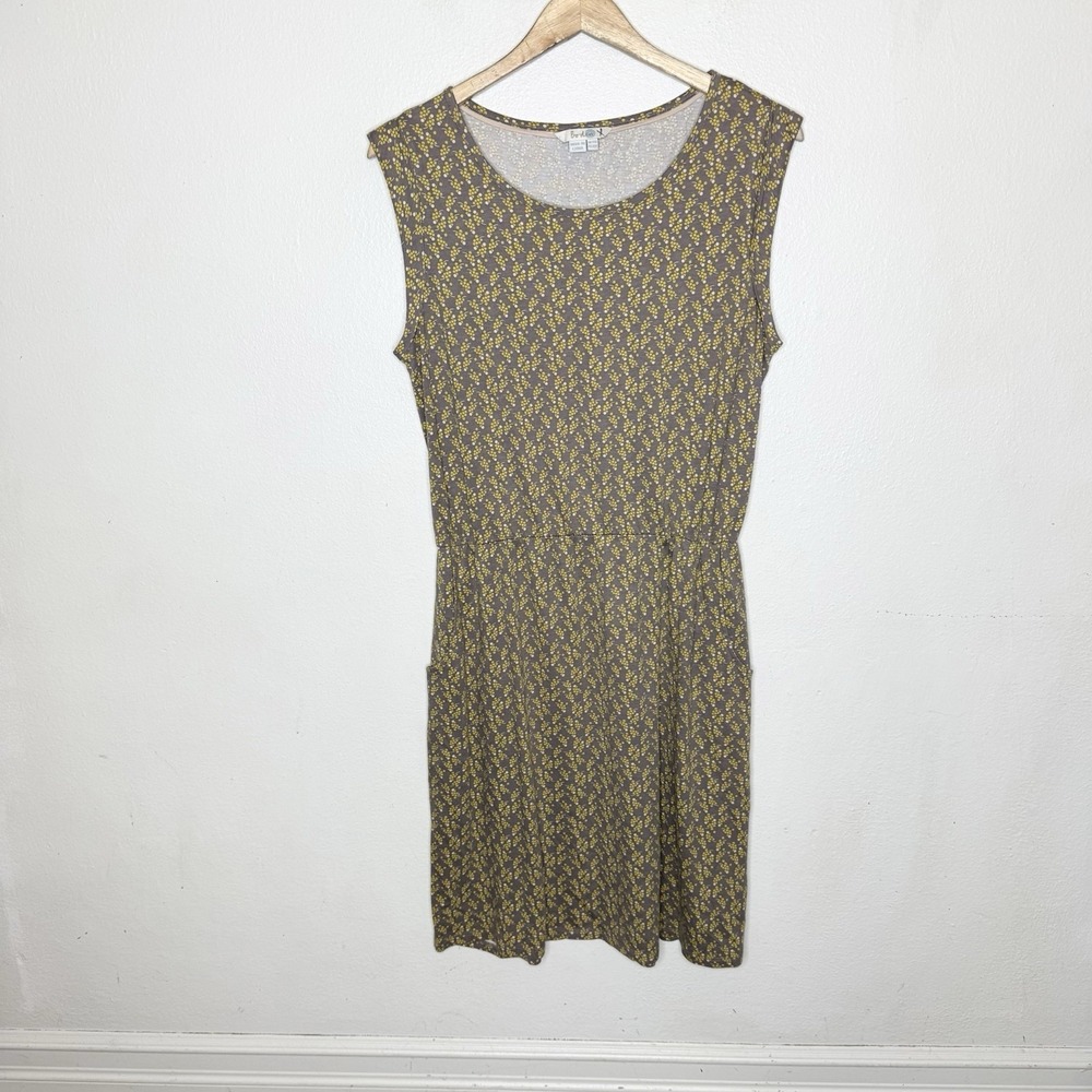 Boden BlackBerry Jersey Dress Gray Yellow Grape Floral Dress Womens US‎ 10R